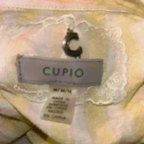 Cupio Women’s Size Medium Tank Shirt Top Yellow White Button Sleeveless Striped - Picture 4 of 4